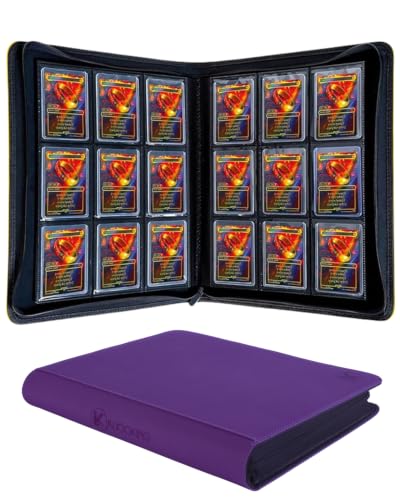 Top loader Binder - Holds 324+ Top Loaders for Cards, 9 Pocket Top Loader Binders with Sleeves for 3" x 4" Rigid Card Holders for Baseball, Football and other Cards (Deep Purple) - color: Deep Purple