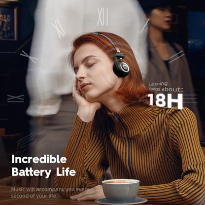 okcsc Classic On-Ear Headphones, Retro Style, BT Wireless Retro Headphones, Ultra Lightweight Retro Headsts/Bullt-in Mic/40mm Class Composite Film/BT 5.3 & Wired Two Connection Modes, BT/Black - color: Black, size: Bluetooth