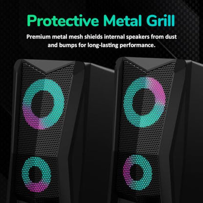 RGB Computer Speakers for PC Gaming, 6W Stereo Desktop Speakers with 16.7M Color Lighting, USB Powered 2.5" Driver Computer Speakers for Monitor, Laptop