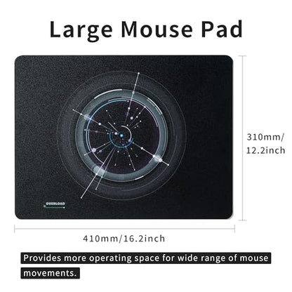 XVX Glass Mousepad Gaming, Overload Black Tempered Glass Mouse Pads for Gaming,Professional Large Mouse Mat 16.2" x 12.2", Special Glass Surface with Improved Precision and Speed - color: Black(Overload)