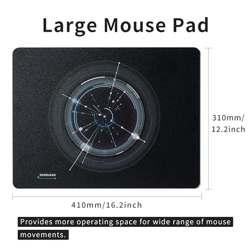 XVX Glass Mousepad Gaming, Overload Black Tempered Glass Mouse Pads for Gaming,Professional Large Mouse Mat 16.2" x 12.2", Special Glass Surface with Improved Precision and Speed - color: Black(Overload)