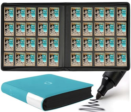 D DACCKIT 2000 Pocket Card Binder - Premium 20 Pocket Trading Card Binder with Sleeves Fits 2000 Cards, Ringless Card Album for TCG - Model A，Turquoise - color: Turquoise