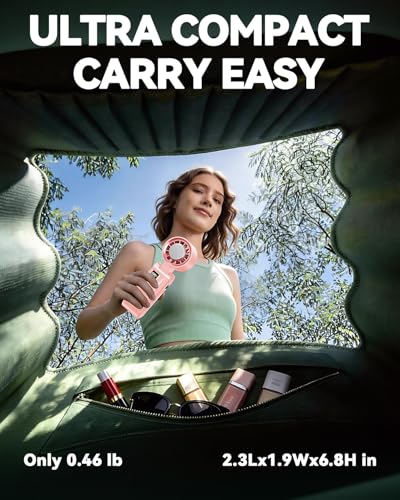 Portable Handheld Fan with Ice Cooling, 7.5m/s High Speed Turbo Fan, 150° Foldable 4-in-1 Personal Neck Fan, 199 Speed Stepless Control, USB-C Rechargeable for Travel, Makeup, Hiking,Pink - color: Roller Pink