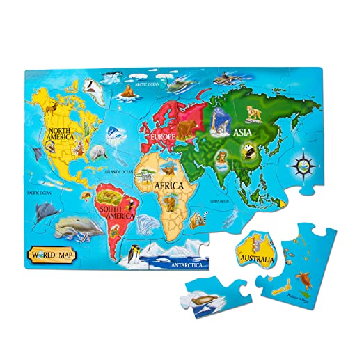 Melissa & Doug World Map Jumbo Jigsaw Floor Puzzle (33 pcs, 2 x 3 feet) - size: 1 Count