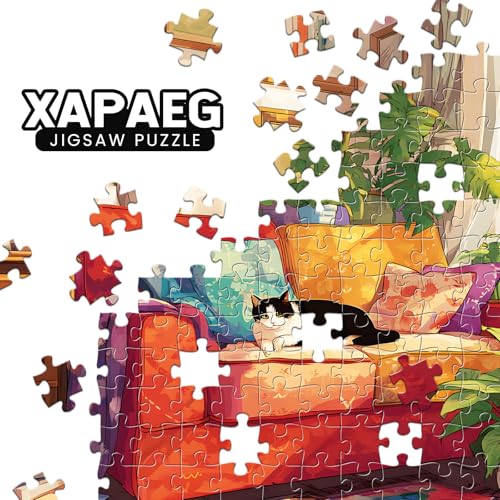 500 Piece Puzzles for Adults, Cozy Sunlit Room Jigsaw Puzzles with Lush Greenery, Relaxing 500 piece Puzzle, Perfect for Family Time, Home Wall Decor, Great Gift for Adults, Seniors,16+, 20.5 x 15 in - style: Cat’s Lazy Day