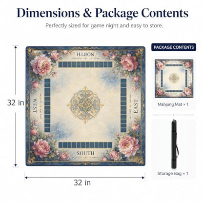 Floral Print Mahjong Mat,Non Slip American Mah Jongg Table Mat | 32in soft neoprene mah jongg mat reduces tile noise protects tabletops & packs easily for game nights or a thoughtful gift - color: 020