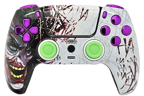 Custom Controllerzz Custom Wireless Controller Compatible with PS5 - Multiple Designs Available (Jokester & Purple Chrome) - color: Jokester & Purple Chrome