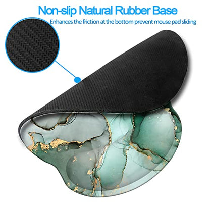 Memory Foam Wrist Support Mouse Pad Comfortable Padded Wrist Mousepads 9in X10in Desktop Notebook Mouse Mat (Marble Jade Green Golden Foam) - color: Marble Jade Green Golden Foam