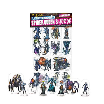 Arcknight Flat Plastic Miniatures: Spider Queen's HORDE; 31 Unique Arachnid and Drow-Themed Enemy Minis for DnD 5e and Pathfinder; Affordable, Skinny Figurines for Dungeons and Dragons and TTRPG games