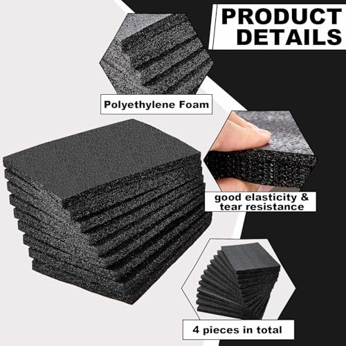 Frienda 4 Pcs 12" x 8" x 2" Polyethylene Foam Sheet Thick Black Packing Foam Padding Customizable PE Board Cushion Inserts for Cases Craft Shipping Moving DIY Projects Toolbox Storage - size: 12 x 8 x 2 inches