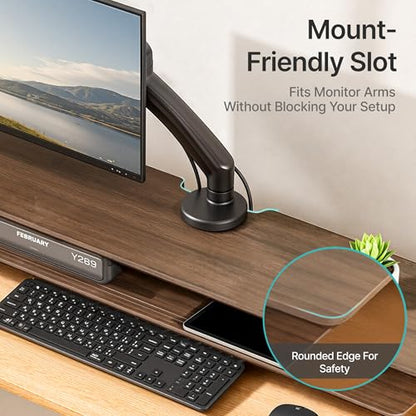 PEGZONE Dual Monitor Stand, Clamp-On Wooden Monitor Stands Riser for 2 monitors,41.7" Computer Monitor Riser for Desk, 2-Tier Desktop Organizer with Magnetic Back Panel for Computer & Laptops