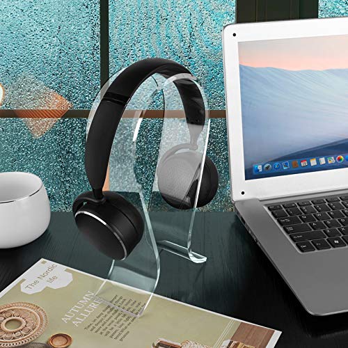 GEEKRIA Clear Omega Headphone Stand for On-Ear Headphone, Gaming Headset Stand, Desk Display Hanger, Compatible with Bose, Marshall, Jabra, JBL, ATH, Sony, AKG, Sennheiser Headset (Clear)