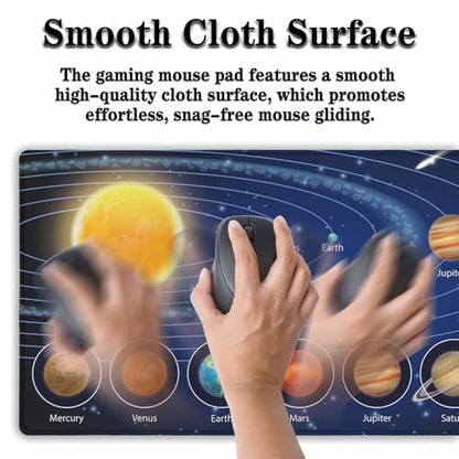 Biggest Mouse Pad - Yellow Pc Desk Mat, 900X400mm Waterproof Non-Slip Rubber Base, 35.4" X 15.7" for Work, Game, Office Galaxy Solar System Planets - color: Galaxy Solar System Planets