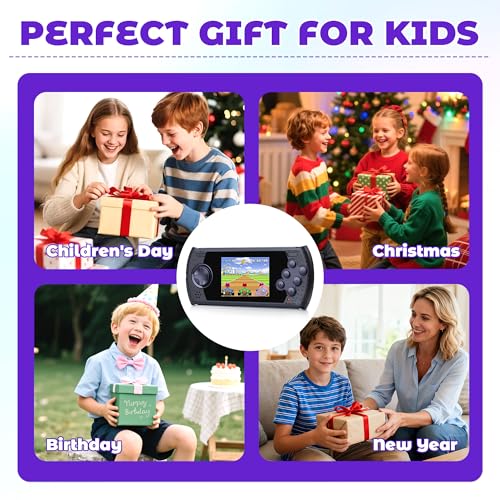 16 Bit Handheld Game for Kids Built-in 230 HD Classic Retro Video Games USB Rechargeable 3.0 Inch Childrens Travel Electronics Toys Portable Gaming Player System Gift for Boys Girls Ages 4-8-12 - style: Black