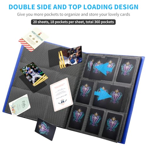 Card Binder, Upgraded 9 Pockets Trading Card Collection Binder for Cards, 360 Card Book Holder Album for Yugioh, MTG, TCG, Magic, Sports Cards - Blue - color: Dark Blue