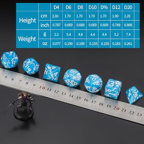 CiaraQ Polyhedral Dice Set - DND Role Playing Dice | Acrylic RPG Dice for Dungeons and Dragons MTG Table Games, Multi-Color, 42pcs - color: Red/Green/Blue/Black/White