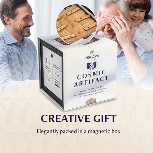 INSCAPE Cosmic Artifact Cluebox Puzzle Box for Adults Escape Room in A Box | Extremely Hard Difficulty - 3D Wooden Design With Hidden Compartments - Brain Teaser Game For Experienced Puzzlers - Gift
