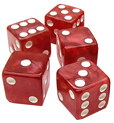 Cyber-Deals Set of 16mm Marbleized Dice and Black PU Leather, Velvet Lined Dice Cup with Storage Compartment (Gift Boxed) (Red Dice, Black Lining Cup) - color: Red Dice, Black Lining Cup