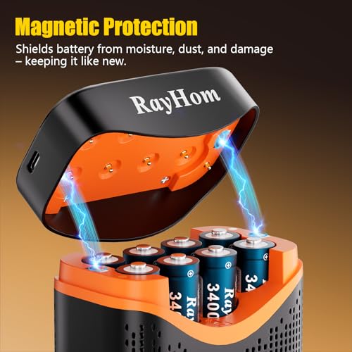 8-Pack 3400mWh Rechargeable Lithium aa Batteries with Charger | 1.5V Constant, 8-Slot Double A Li-ion Charger Storage Box with Smart Charging, Multiple Charging Protections - color: 8AA+Charger-1