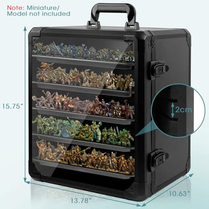 Miniature Carrying Case, Storage & Display for Warhammer Mini, Large | Aluminum Alloy Frame for Secure Transport, Clear Window with Lock, for Warhammer 40k Miniatures, Figures and Collectibles - size: Large