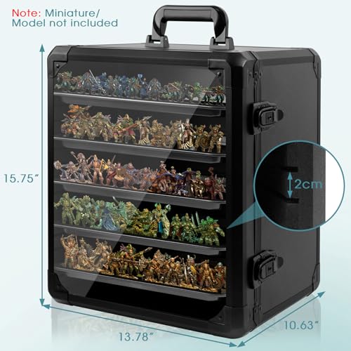 Miniature Carrying Case, Storage & Display for Warhammer Mini, Large | Aluminum Alloy Frame for Secure Transport, Clear Window with Lock, for Warhammer 40k Miniatures, Figures and Collectibles - size: Large