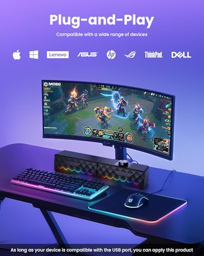 PC Speakers - 2 in 1 Detachable Computer Speakers with LED for Dynamic and Cool Gaming - Gaming Speakers with USB Cable for Desktop PC, Monitor, Laptop, Gaming Equipment