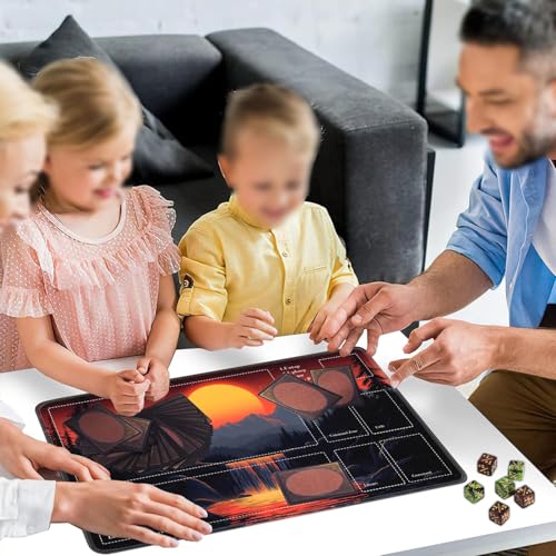 for MTG Card Playmat with Zones-Includes A Storage Bag and 6 Dice, 24 x 14 inches for TCG Playmat with Non-Slip Rubber, Game Mat, Sunset Mountain Waterfall - color: Yux-playmats-2-2A-273