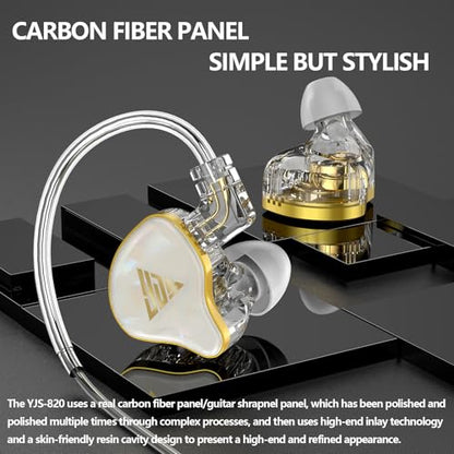 in Ear Monitor, HiFi Headphones with Dual Magnetic Dynamic Driver, White | Hybrid Banlance Armature with Dynamic in Ear Headphones IEM Earphones Gaming Earbuds no Mic - color: YJS-820-White no Mic