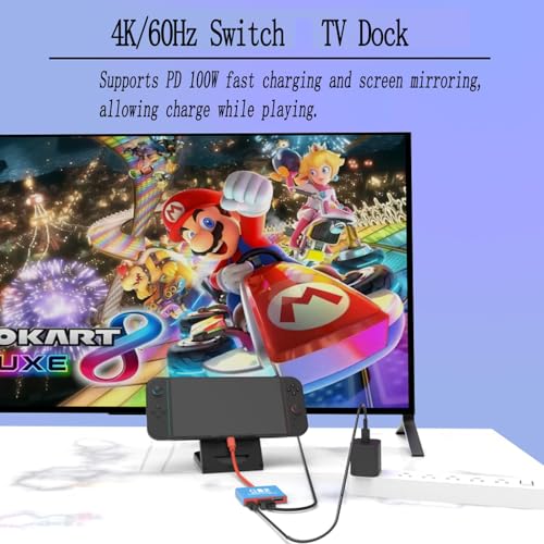 Switch TV Dock - 4K/60Hz HDMI 2.0 Adapter, PD100W, USB 3.0 Port - Docking Station for Nintendo Switch/OLED (Switch 2 Version 21.0.0 Need Firmware Upgrade)