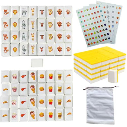 65 Tiles 30mm Seaside Game Blocks, Vita Game, Tiles Escape Game for Kids in ABS Plastic Material Set with 4 DIY Stickers Plastic Mahjong Style, Simple Packaging (Yellow) - color: Yellow