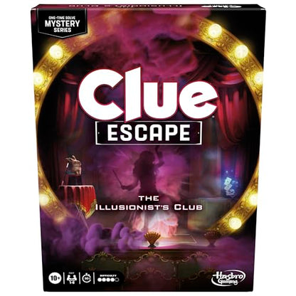 Clue Escape: The Illusionist’s Club Board Game | Escape Room Family Game | 1-Time Solve Mystery | Ages 10+ | 1-6 Players | Difficulty 4 | 90-120 Mins. (Amazon Exclusive) - style: The Illusionist’s Club