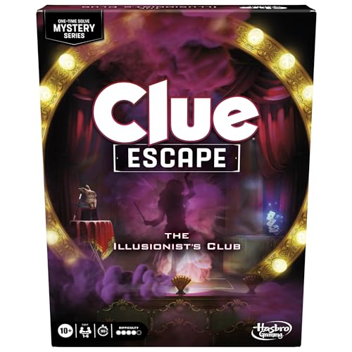 Clue Escape: The Illusionist’s Club Board Game | Escape Room Family Game | 1-Time Solve Mystery | Ages 10+ | 1-6 Players | Difficulty 4 | 90-120 Mins. (Amazon Exclusive) - style: The Illusionist’s Club