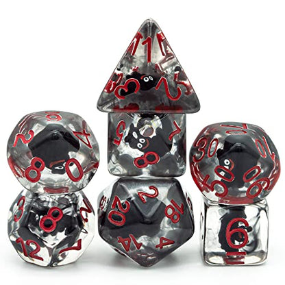 Cusdie 7-Die Dice DND, Polyhedral Dice Set Filled with Animal, for Halloween Role Playing Game D&D Dice(Bat) - color: Black Bat