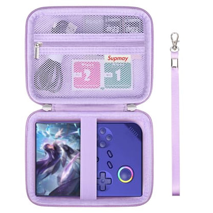 Supmay Hard Carrying Case for G350/RG35XX Pro/RG40XXV/RG405V/RG406V Retro Handheld Game Console, Retro Game Travel Storage Holder with Mesh Bag for SD Card, USB Charging Cable, User Manual, Purple - color: Purple