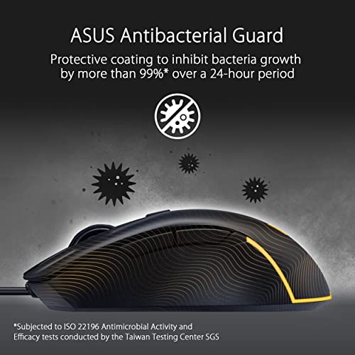 ASUS TUF Gaming M3 Gen II Wired USB Gaming Mouse – Right-Handed Ergonomic, 59g Lightweight, 8K DPI, IP56 dust & Water Resistance, Antibacterial Guard, 6 Programmable Buttons, PC/Mac Support - Black
