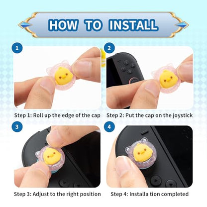 Swimming Duck Switch 2 Joycon Thumb Grips Caps, 4 PCS Cute Kawaii 3D Silicone Analog Thumbstick Button Cover for NS Switch 2 Joystick Caps - color: Swimming Duck for NS2