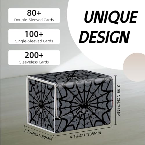 Trading Card Storage Box, Holds 100+ for MTG Cards, Premium PU Leather with Magnetic Closure, Spider Web Durable Deck Box for Magic the Gathering, Trading Card Games - color: Spider Web