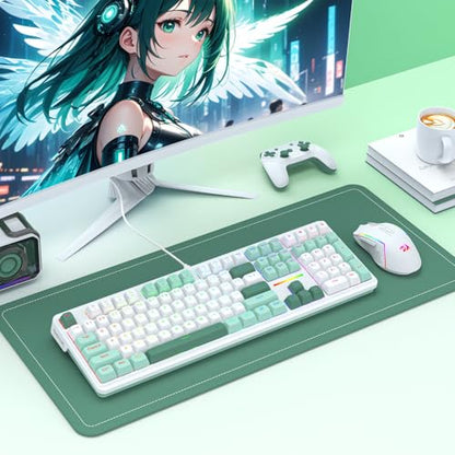 Redragon K745 HE Rapid Trigger Gaming Keyboard, 8K Wired Mechanical Keyboard w/Next-Gen UltraMag 100% POM Silky Magnetic Switch, Dual-Module Floating Patent Structure Design, 5-Layer Noise Dampening - color: Jade Cloud (HE Version), size: 108 Keys