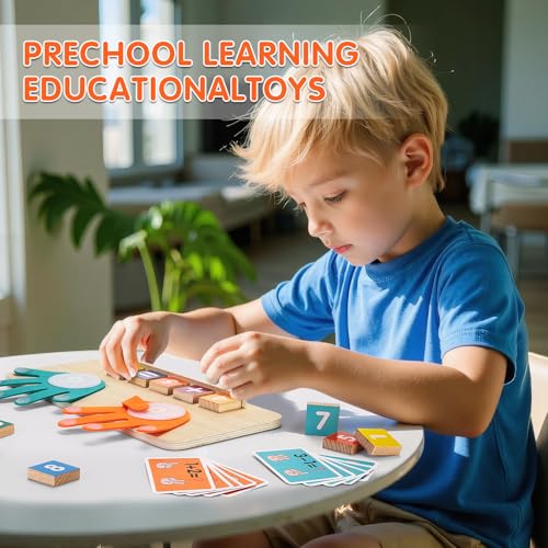 Montessori Toys for 3-5 Year Old, Educational Math Manipulatives Learning Toys for Toddlers 3-5 Years, Number Counting Blocks for Kids, Homeschool Kindergarten Supplies Boys Girls Birthday Gifts