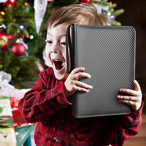 GERMUN 4 Pocket Card Binder, Premium Zip Trading Card Binder, 400 Double Sided Pocket PU Card Collection Binder, Collector Card Album, Card Folder for MTG, TCG, Sports Cards, Game Cards (Black) - color: 4 Pocket 400 Carbon Black