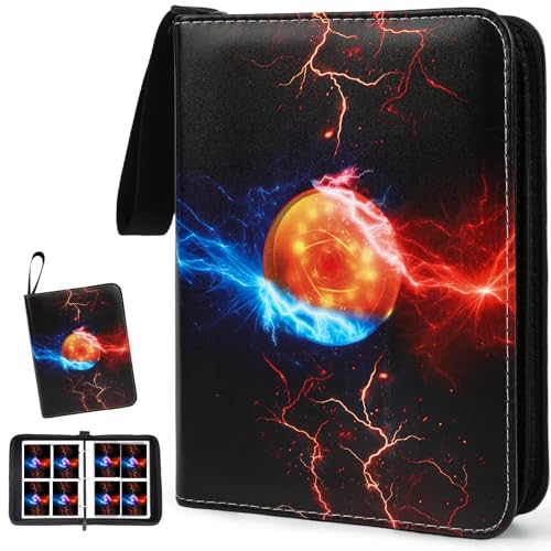 400 Pocket Trading Card Binder with 50 Removable Sleeves, Portable Zippered Card Holder, Collection Album Book Case Storage for MTG, TCG, Sports, Game Cards (Yellow Ball) - color: Yellow Ball