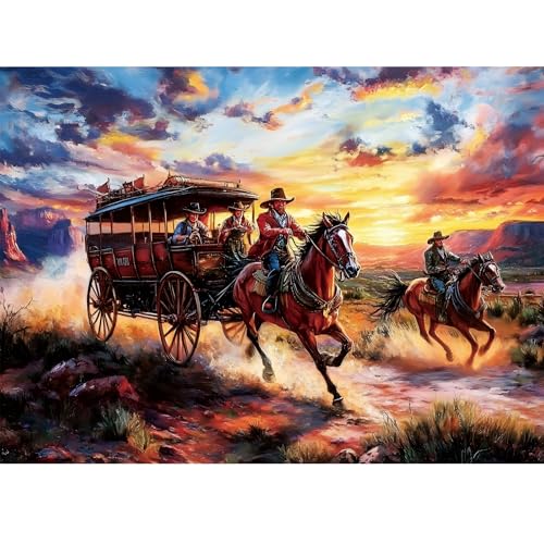 500 Piece Puzzles for Adults, Wild Horses Jigsaw Puzzles 500 Pieces, Beautiful Sunset Sky Jigsaw Puzzles, Challenging Puzzle Home Decor Birthday Party Gift for Adults Seniors Age 14+ - style: Horse