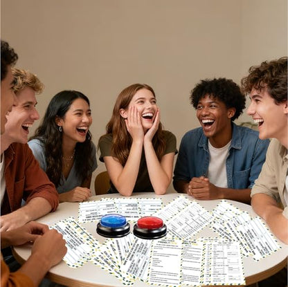 Family Friendly Feud Card Game with 2 Answer Buzzers,Family Reunion Game Night Fun Trivia Quiz for Holiday Gathering Party Office Class Groups Team Building
