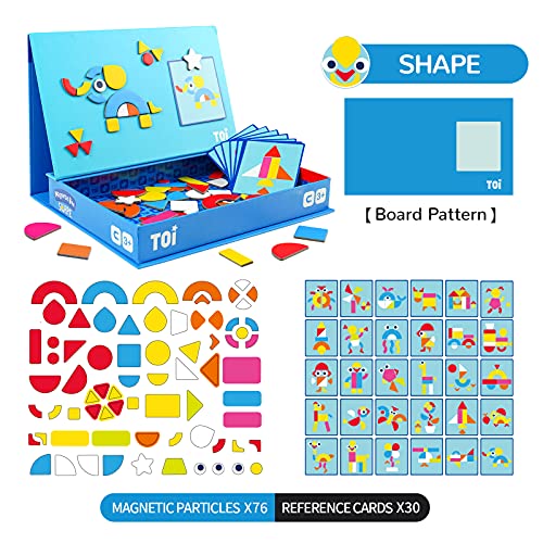 Toi Kids Magnet Toys Magnetic Jigsaw Puzzle Boxes with Game Board for Kids Ages 3-8, Preschool Tabletop Toy for Toddlers, Portable Travel Game, Shape - style: Shape