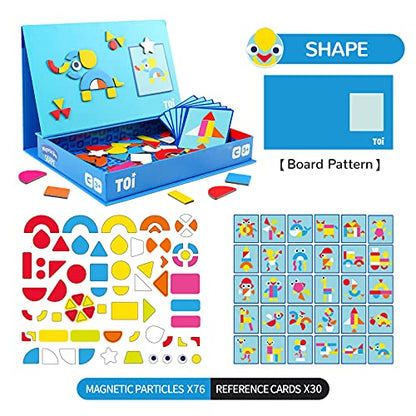 Toi Kids Magnet Toys Magnetic Jigsaw Puzzle Boxes with Game Board for Kids Ages 3-8, Preschool Tabletop Toy for Toddlers, Portable Travel Game, Shape - style: Shape