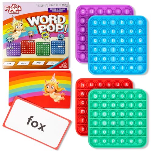 The Fidget Game Word Pop CVC Word Games for Kids 4-6 | Learn to Read in Weeks, Multisensory Reading & Phonics, Interactive Board Game, Pre Kindergarten to 1st Grade