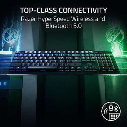 Razer DeathStalker V2 Pro Wireless Gaming Keyboard: Low Profile Optical Switches Clicky Purple - HyperSpeed Wireless & Bluetooth - Chroma RGB - Up to 200 Hr Battery - Snap Tap - color: Classic Black, style: V2 Pro