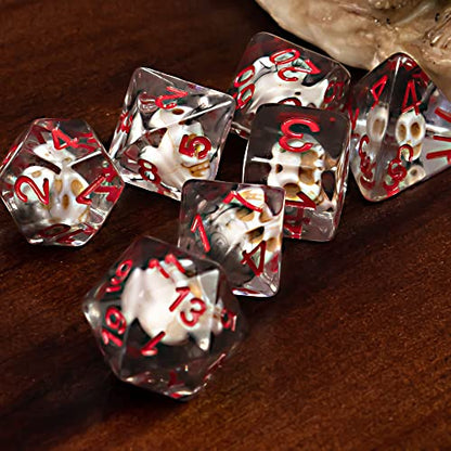 UDIXI DND Skull Polyhedral Dice Set, Skull D&D Dice for Role Playing Games | Velvet Storage Bag, DM Gift, for Dungeons and Dragons Tabletop Games Board Games - color: Skull Black