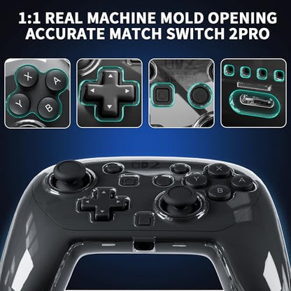 FANPL Case for Nintendo Switch 2 Pro Controller, Clear Hard Cover for Switch 2 Pro - Comfortable Grip