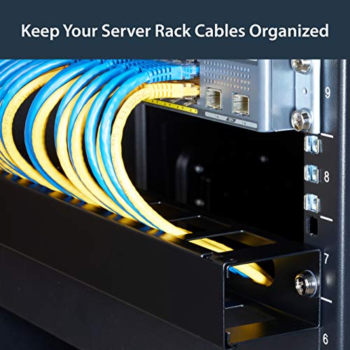 StarTech.com Horizontal 1U Server Rack Cable Management Finger Duct w/ Cover - 19" Network Rack Wire Duct Raceway Panel - Slotted Wire Duct (CMDUCT1UX) | Routes & bundles cables, Slotted raceway, Removable top cover, Pass-through holes, Server room, 2-yea